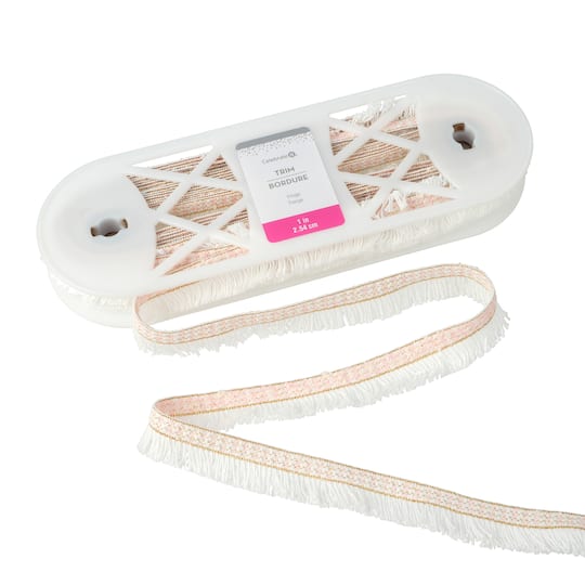 1" Pink, White & Gold Fringe Trim by Celebrate It®
